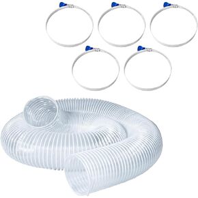 POWERTEC 70370 5" x 10' PVC Dust Collection Hose with 5 Stainless Steel Hose Clamps for Woodworking and Shop Vacuum, 5 Inch Dust Collector Hose for Dust Collection Fittings in Kuwait