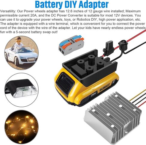 Power Wheel Adapter with Fuse & Switch for Dewalt 20V, 2 Pack | 12 gauge heavy duty wire, reliable power convertor for DIY ride on trucks, robotics, RC toys, work lights in Saudi Arabia