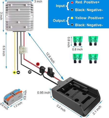 Power Wheel Adapter with Fuse & Switch for Dewalt 20V, 2 Pack | 12 gauge heavy duty wire, reliable power convertor for DIY ride on trucks, robotics, RC toys, work lights in Saudi Arabia