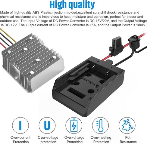 Power Wheel Adapter with Fuse & Switch for Dewalt 20V, 2 Pack | 12 gauge heavy duty wire, reliable power convertor for DIY ride on trucks, robotics, RC toys, work lights in Saudi Arabia