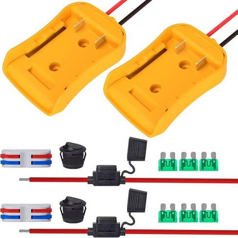 Power Wheels Adapter for Dewalt 20V Battery Adapter, 20V Power Wheels Battery Converter Kit with Fuses Holder and Switch, Wire Terminals, 12AWG Wire for RC Car Toys Truck Adapter Set (1 Pack) in Kuwait