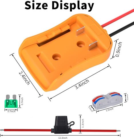 Power Wheels Adapter for Dewalt 20V Battery Adapter, 20V Power Wheels Battery Converter Kit with Fuses Holder and Switch, Wire Terminals, 12AWG Wire for RC Car Toys Truck Adapter Set (1 Pack) in Kuwait