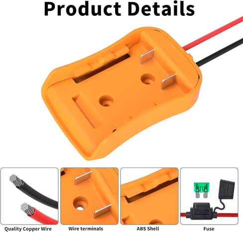 Power Wheels Adapter for Dewalt 20V Battery Adapter, 20V Power Wheels Battery Converter Kit with Fuses Holder and Switch, Wire Terminals, 12AWG Wire for RC Car Toys Truck Adapter Set (1 Pack) in Kuwait