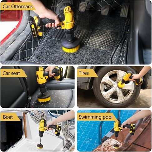 Black Drill Brush Attachment Cleaning Brush Set - Power Scrubber Cleaning Kit - All Purpose Drill Brush with Extend Attachment for Bathroom Surfaces, Grout, Smokers, Grills, Floor, Tile and Hard Water in Kuwait