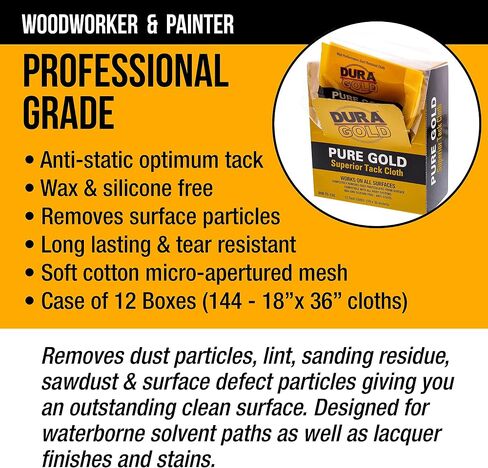 Dura-Gold - Pure Gold Superior Tack Cloth (Pack of 12), Woodworking, Automotive Paint, Tack Cloth Autobody Painting, Painters Cloths, Dust Rags, Stain Rags, Wood Staining Pads, Tac Cloths, Tacky Towel in Saudi Arabia