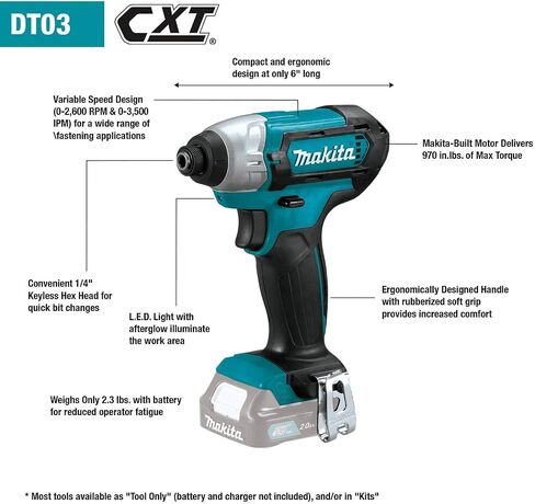 ماكيتا DT03Z 12V max CXT مفك كهربائي لاسلكي، أداة فقط in Saudi Arabia