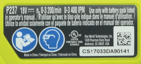 جهاز Robi P237 18 فولت واحد+ بطارية ليثيوم أيون لاسلكية متعددة السرعات 1-1/4 بوصة بدون مفتاح مع مشبك حزام ومصباح LED (البطارية غير متضمنة/أداة الطاقة فقط) in Kuwait