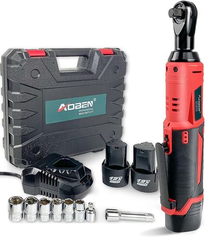 AOBEN Cordless Electric Ratchet Wrench Set, 3/8" 12V Power Ratchet Tool Kit With 2 Packs 2000mAh Lithium-Ion Battery And Charger in Saudi Arabia