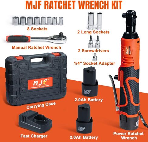 مجموعة مفاتيح ربط السقاطة الكهربائية اللاسلكية MJF، محرك سقاطة كهربائي 400 دورة في الدقيقة 12 فولت مع 13 مقبسًا، بطاريتان ليثيوم أيون بقدرة 2000 مللي أمبير في الساعة وشحن سريع لمدة 60 دقيقة، مشغل سرعة متغيرة in Kuwait
