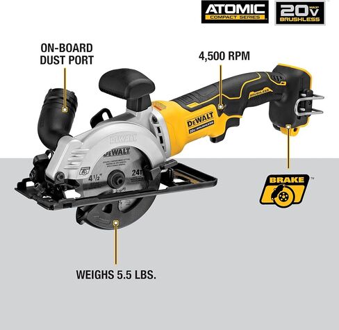DEWALT ATOMIC 20V MAX* Circular Saw, 4-1/2-Inch, Tool Only (DCS571B) in Saudi Arabia