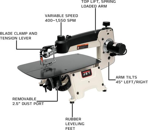 JET 18-Inch Variable-Speed Scroll Saw, 120V 1Ph (JWSS-18B) in Saudi Arabia