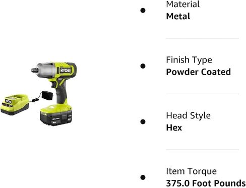 RYOBI ONE+ 18V Cordless 1/2 in. Impact Wrench Kit with 4.0 Ah Battery and Charger, (PCL265K1) in Saudi Arabia