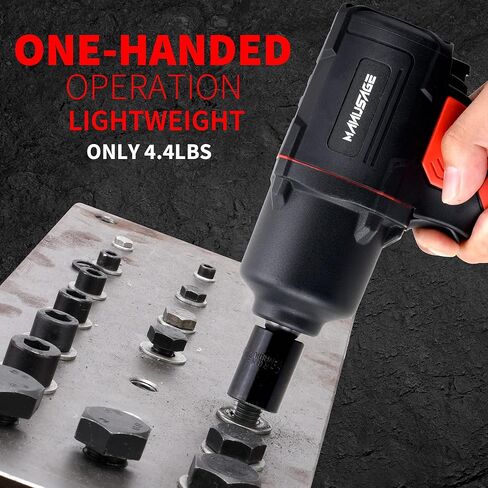 مفتاح ربط تأثير الهواء MANUSAGE 1/2 بوصة مع مطارق مزدوجة، أدوات هوائية شديدة التحمل، خرج عزم دوران قوي 1200 قدم رطل، 7000 دورة في الدقيقة، للأمام/الخلف، التحكم في السرعة، RP9510، أسود، أحمر in Kuwait