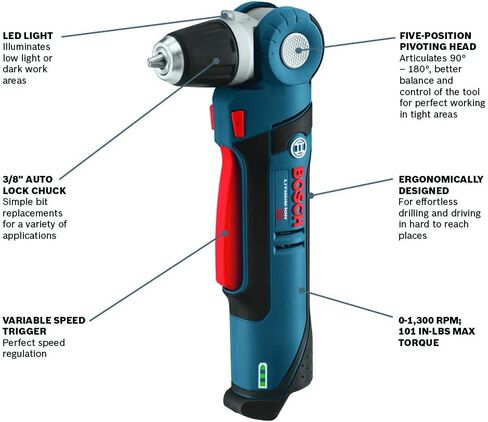BOSCH PS11N 12V Max 3/8 In. Angle Drill (Bare Tool) , Blue in Saudi Arabia