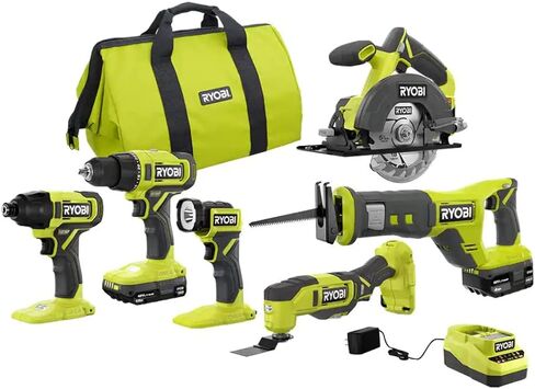 طقم كومبو لاسلكي 18 فولت من RYOBI ONE+ PCL1600K2 مع بطارية 1.5 أمبير ساعة، بطارية 4.0 أمبير ساعي، وشاحن in Kuwait
