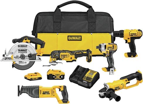 مجموعة أدوات الطاقة DEWALT 20V MAX، مجموعة أدوات كهربائية لاسلكية مكونة من 6 أدوات مع بطارية وشاحن (DCK661D1M1) in Kuwait