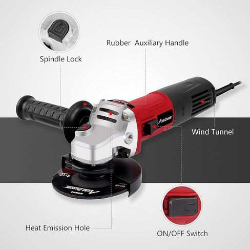AVID POWER Angle Grinder, 7.5-Amp 4-1/2 inch Electric Grinder Power Tools with Grinding and Cutting Wheels, Flap Disc and Auxiliary Handle for Cutting, Grinding, Polishing and Rust Removal - Red in Saudi Arabia