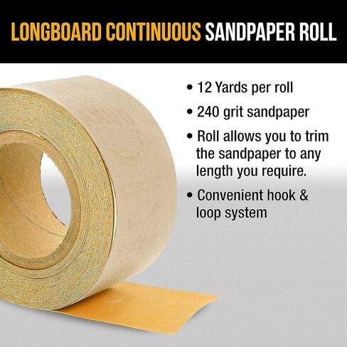 Dura-Gold Premium - 1500 Grit Green Film - Hook & Loop Backing Longboard Continuous Sandpaper Roll, 2-3/4" Wide, 12 Yards Long - For Automotive Detailing, Fine Color Sanding, Long Board Sander Blocks in Saudi Arabia