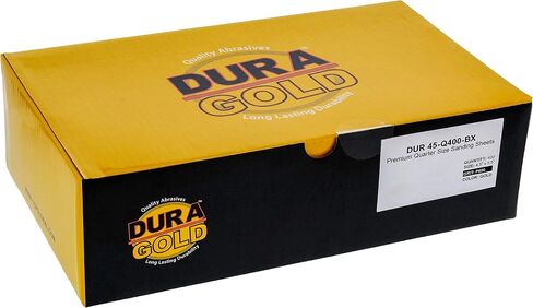ورق صنفرة ذهبي ممتاز من Dura-Gold 1/4 ورقة، 150 حبيبة (صندوق من 400) - أعمال النجارة والأثاث الخشبي، طلاء السيارات - ورقة بحجم 4.5 بوصة × 5.5 بوصة لصنادل اللمسات النهائية للنخيل، مشبك، كتلة الصنفرة اليدوية in Kuwait