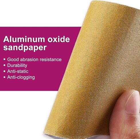 LotFancy 220 Grit PSA Sandpaper Roll, 2-3/4" Wide by 21.9 Yard Long, Self Adhesive Longboard Sand Paper, Sticky Back, Premium Aluminum Oxide Abrasive Sanding Roll, for Automotive and Woodworking in Kuwait
