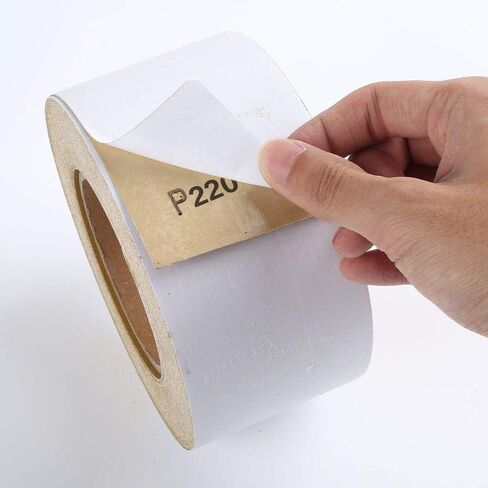 LotFancy 220 Grit PSA Sandpaper Roll, 2-3/4" Wide by 21.9 Yard Long, Self Adhesive Longboard Sand Paper, Sticky Back, Premium Aluminum Oxide Abrasive Sanding Roll, for Automotive and Woodworking in Kuwait