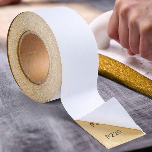 LotFancy 220 Grit PSA Sandpaper Roll, 2-3/4" Wide by 21.9 Yard Long, Self Adhesive Longboard Sand Paper, Sticky Back, Premium Aluminum Oxide Abrasive Sanding Roll, for Automotive and Woodworking in Kuwait