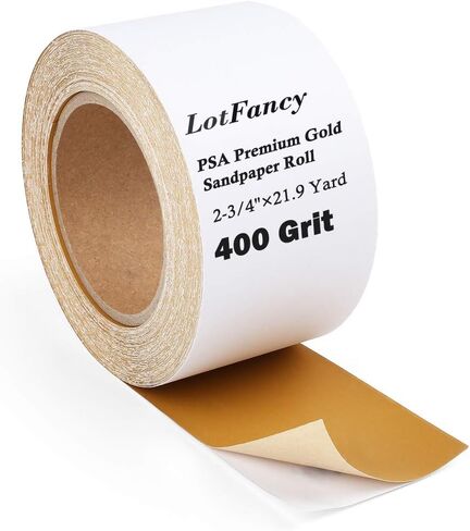 بكرة ورق صنفرة PSA 600 حبيبة من LotFancy، ذاتية اللصق، ورق رمل طويل لزج خلفي، بعرض 2-3/4 بوصة بعرض 21.9 ياردة، بكرة صنفرة كاشطة من أكسيد الألومنيوم الفاخر، للسيارات والأعمال الخشبية in Kuwait