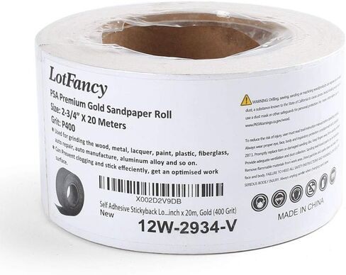 بكرة ورق صنفرة PSA 600 حبيبة من LotFancy، ذاتية اللصق، ورق رمل طويل لزج خلفي، بعرض 2-3/4 بوصة بعرض 21.9 ياردة، بكرة صنفرة كاشطة من أكسيد الألومنيوم الفاخر، للسيارات والأعمال الخشبية in Kuwait