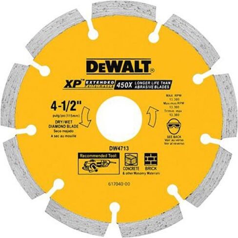 DEWALT DW4713 Industrial 4-1/2-Inch Dry Cutting Segmented Diamond Saw Blade with 5/8-Inch or 7/8-Inch Arbor in Saudi Arabia