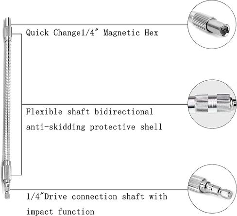 2PCS MOCOST مرنة تمديد مثقاب الحفر، 7.9 "و 11.8" فليكس رمح تأثير سائق اتصال لمثقاب الطاقة، اليد سقاطة مفك بت. تغيير سريع المغناطيسي 1/4 عرافة عرقوب in Kuwait