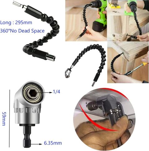 36-piece electric drill bit extension kit, 1/4 3/8 1/2-inch hex, bendable and corner drill bit extension with screwdriver kit (black) in Saudi Arabia