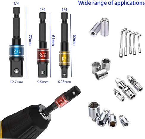 36-piece electric drill bit extension kit, 1/4 3/8 1/2-inch hex, bendable and corner drill bit extension with screwdriver kit (black) in Saudi Arabia