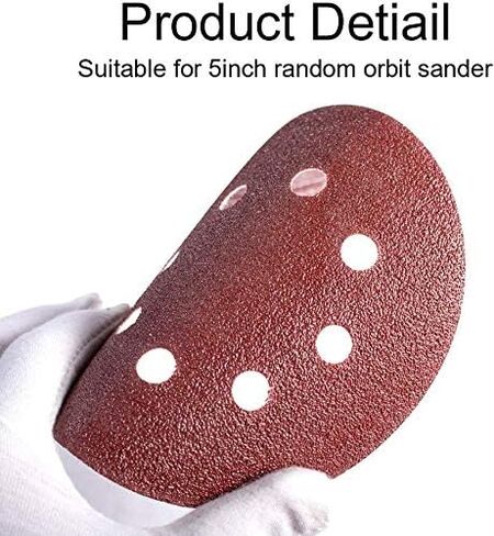 100 قطعة 5 انش 8 فتحات لاقراص الصنفرة المستديرة بخطاف وحلقة - 60 80 120 180 240 حبيبات متنوعة للصنفرة الدوارة in Kuwait