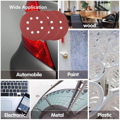 100 قطعة 5 انش 8 فتحات لاقراص الصنفرة المستديرة بخطاف وحلقة - 60 80 120 180 240 حبيبات متنوعة للصنفرة الدوارة in Kuwait