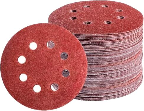 100 قطعة 5 انش 8 فتحات لاقراص الصنفرة المستديرة بخطاف وحلقة - 60 80 120 180 240 حبيبات متنوعة للصنفرة الدوارة in Kuwait