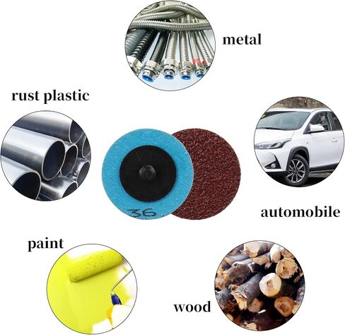 60Pcs Quick Change Sanding Discs, 2 Inch Die Grinder Sanding Discs, 60PCS Aluminum Oxide Roll Lock Disc with 1/4'' Holders, 36 60 80 120 240 Assorted Grits for Rust Burr Paint Metal Polishing in Saudi Arabia