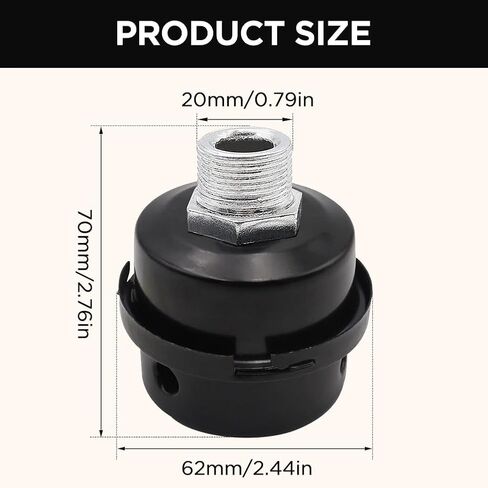 LeuMuas 2pcs Air Compressor Filter Silencer 1/2" Metal Compressor Air Intake Filter Noise Muffler Accessories for Generator, Blowers, Exhaust Ports, 20MM in Kuwait