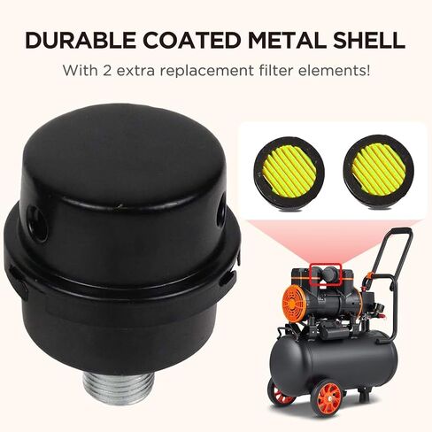 LeuMuas 2pcs Air Compressor Filter Silencer 1/2" Metal Compressor Air Intake Filter Noise Muffler Accessories for Generator, Blowers, Exhaust Ports, 20MM in Kuwait