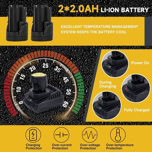 RIDA 12V Cordless Ratchet Wrench Set, Electric Ratchet Wrench Tool Kit 3/8 inch 40Ft-lbs 400 RPM w/2 * 2.0Ah Li-Ion Battery and 60-Min Fast Charger, Variable Speed Trigger 8 Sockets LED Light in Saudi Arabia
