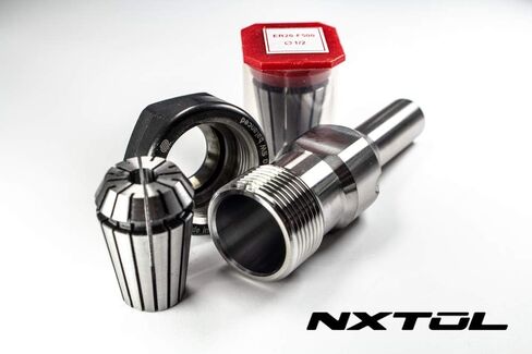 NXT-10218 Router Bit Spindle Adapter for Powermatic 27 and 27 Super | Includes 1/4" and 1/2" ER20 collets| No Slip | Made in U.S.A in Kuwait