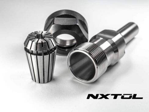 NXT-10218 Router Bit Spindle Adapter for Powermatic 27 and 27 Super | Includes 1/4" and 1/2" ER20 collets| No Slip | Made in U.S.A in Kuwait