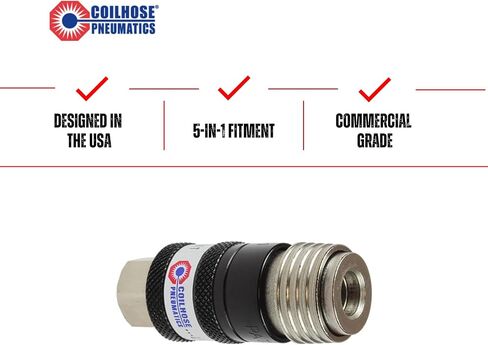 Coilhose Pneumatics 150USE 5-in-1 Automatic Safety Exhaust Coupler, 1/4" Body Size, 1/4" Female NPT in Saudi Arabia