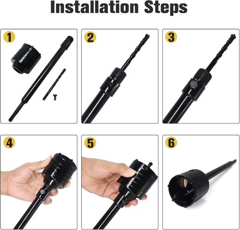 DEHUIWI Concrete Hole Saw Kit, 9PCS Masonry Hole Saw 4 Inch SDS Plus Max Bit Shank for Cement Brick Wall, Carbide Hole Saw Kit 30 40 65 80 100 MM, Concrete Core Bit Set for Brick, Cement, Stone in Kuwait