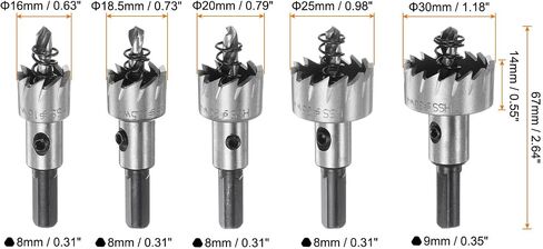 HARFINGTON 5pcs Hole Saw Kits 16mm 18mm 20mm 25mm 32mm High Speed Steel (HSS) Drill Bits Set Cutters for Stainless Steel Aluminum Alloy Plastic in Saudi Arabia