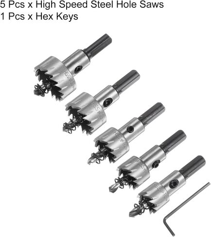 HARFINGTON 5pcs Hole Saw Kits 16mm 18mm 20mm 25mm 32mm High Speed Steel (HSS) Drill Bits Set Cutters for Stainless Steel Aluminum Alloy Plastic in Saudi Arabia