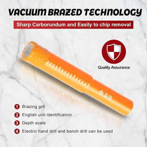 مجموعة لقم مثقاب الماس الجاف، 8 قطع منشار ثقب للجرانيت والسيراميك/البلاط والرخام والبناء والحجر والزجاج والبلاستيك الصلب (ليس للخشب)، ساق مستديرة 3/16 بوصة 1/4 بوصة 5/16 بوصة 3/8 بوصة 1/2 بوصة (8 قطع قطع ماسية) in Kuwait