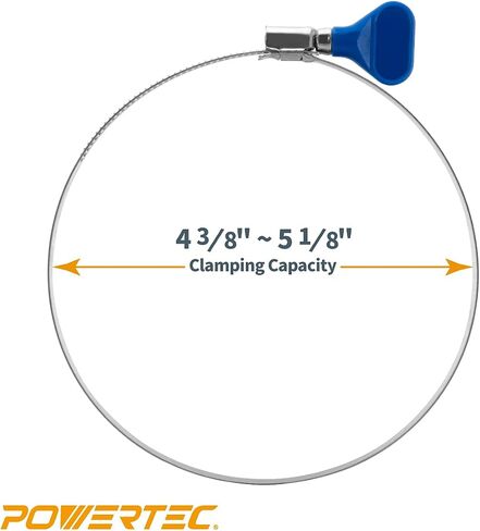 POWERTEC 70370 5" x 10' PVC Dust Collection Hose with 5 Stainless Steel Hose Clamps for Woodworking and Shop Vacuum, 5 Inch Dust Collector Hose for Dust Collection Fittings in Kuwait