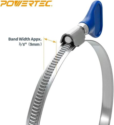 POWERTEC 70370 5" x 10' PVC Dust Collection Hose with 5 Stainless Steel Hose Clamps for Woodworking and Shop Vacuum, 5 Inch Dust Collector Hose for Dust Collection Fittings in Kuwait