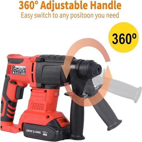DEKE&DIRK Cordless Brushless Rotary Hammer Drill 18V SDS Plus Hammer Drill with 2PCS Rechargeable 2Ah Lithium-Ion Battery, 18mm Power Hammer Drills for Concrete Rock Wood in Kuwait