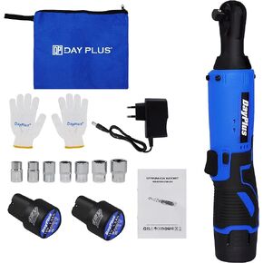 مجموعة أدوات مفتاح ربط السقاطة الكهربائية اللاسلكية 12 فولت، رأس مربع 3/8 بوصة، مع ضوء عمل LED، × 7 مكونات أكمام قابلة للاستبدال، لصيانة خطوط الأنابيب، وبناء المسرح (بطاريتان) in Kuwait